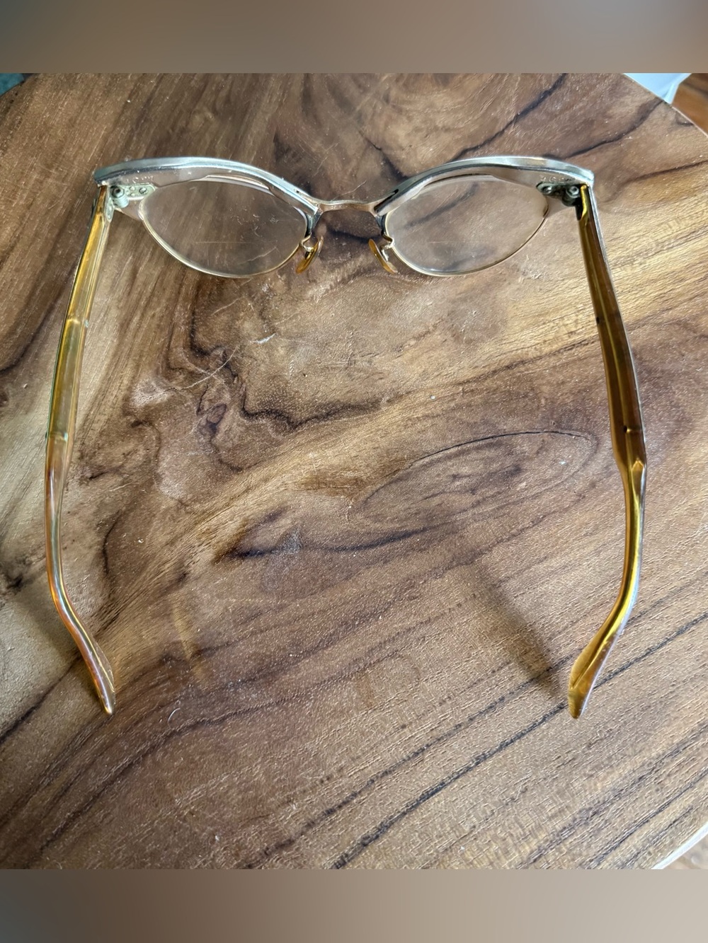 Vintage 12K Gold Fill Cat Eye Eyeglasses Etched Detail 1950s - Picture 7 of 11